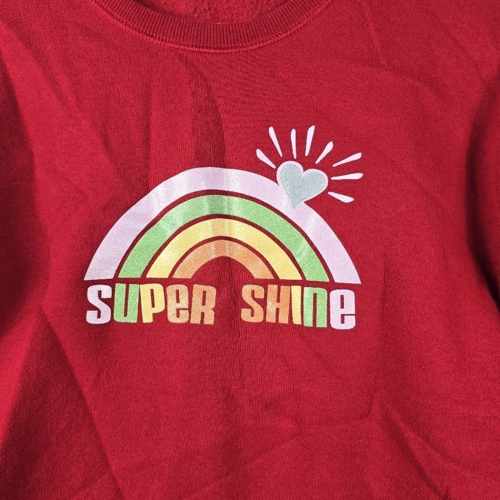 hanes girls super shine red crew neck sweater size large 10-12